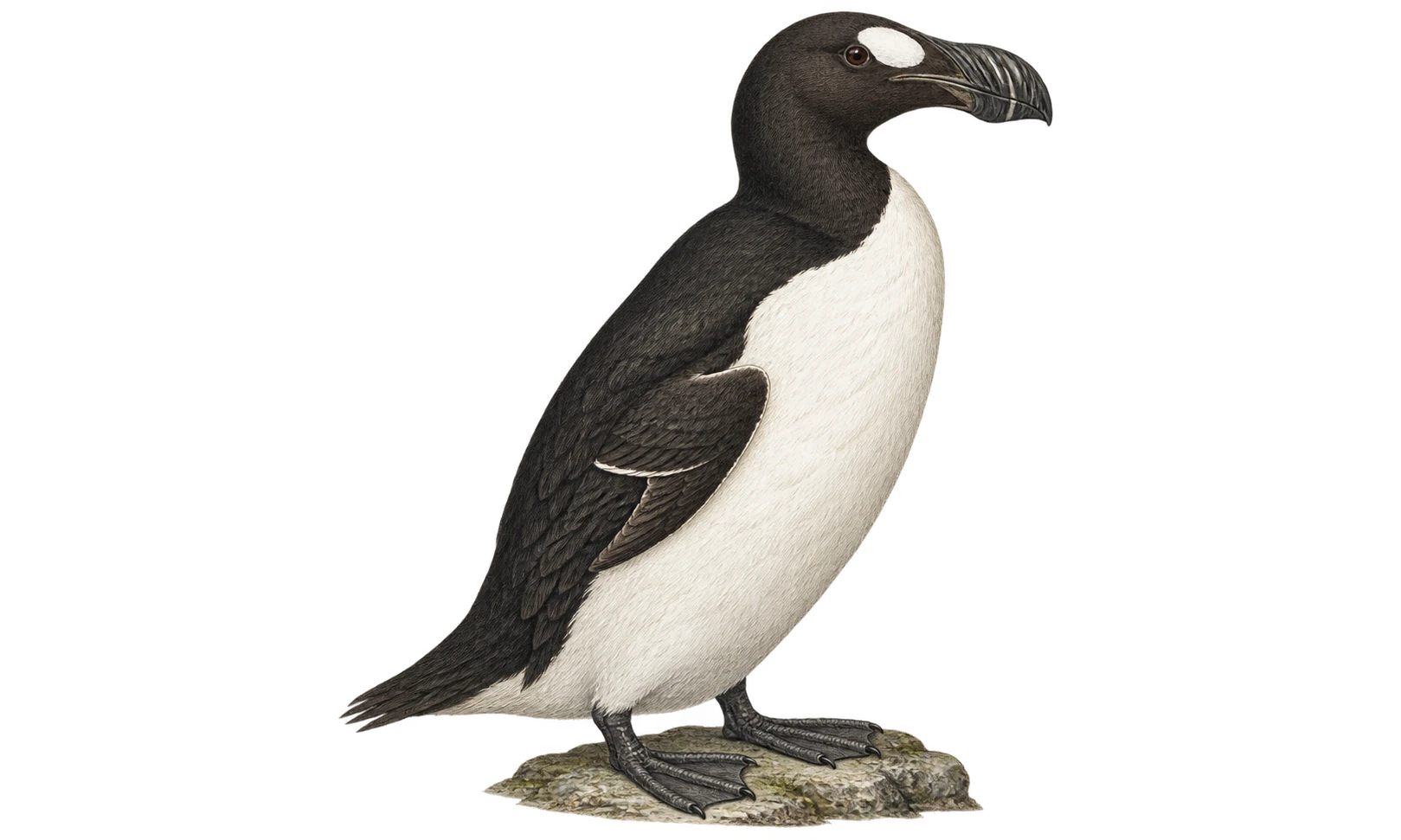 Adult Great auk, natural-history illustration