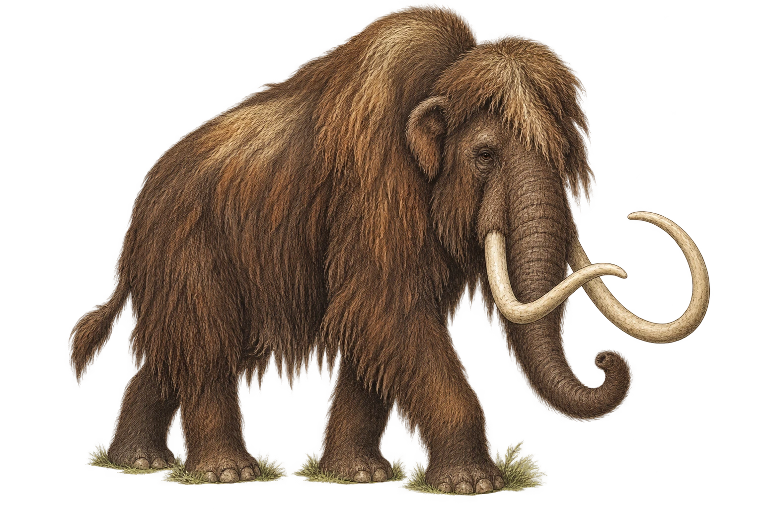 Adult Woolly mammoth, natural-history illustration