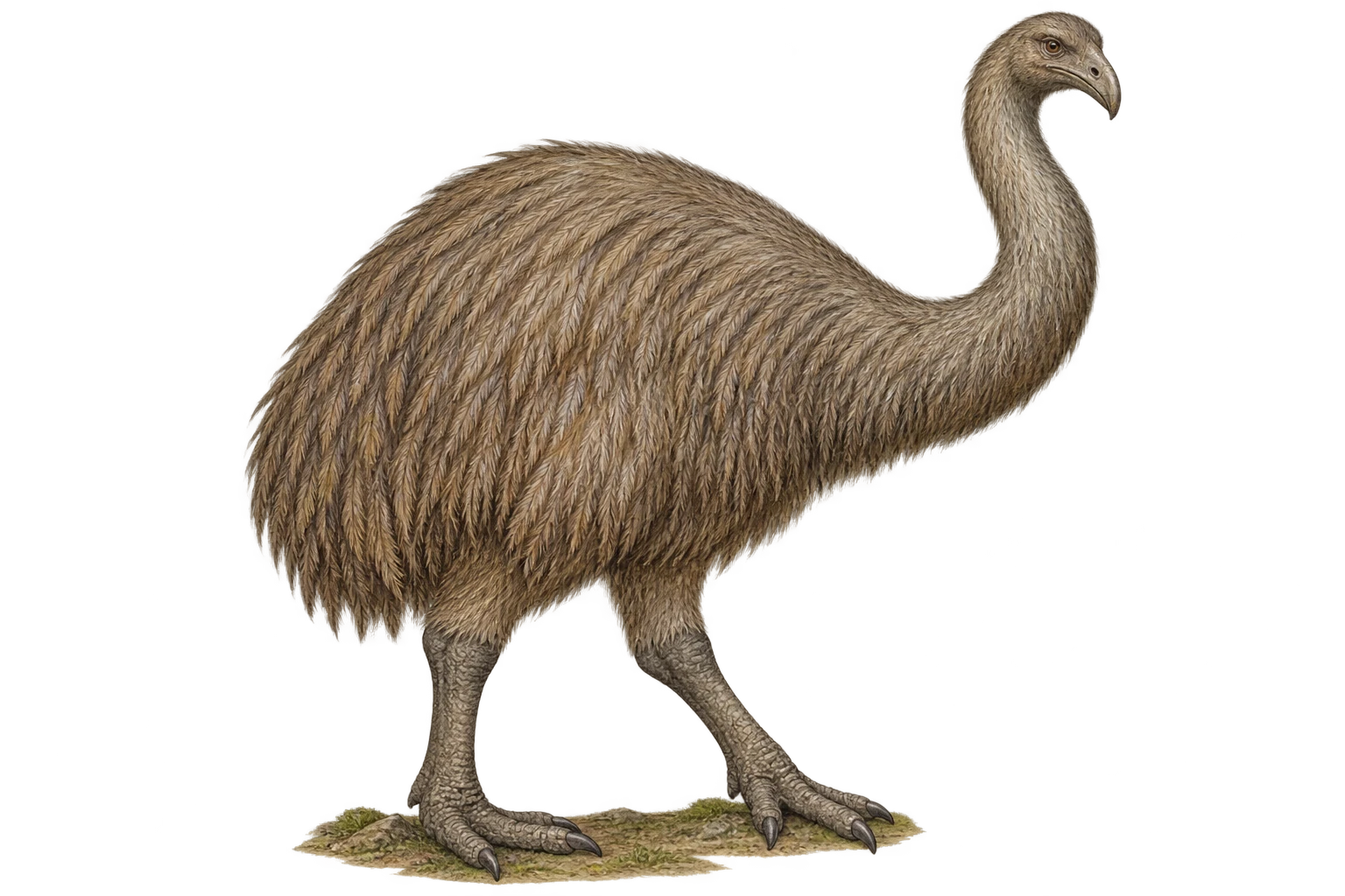 Adult South Island giant moa, natural-history illustration