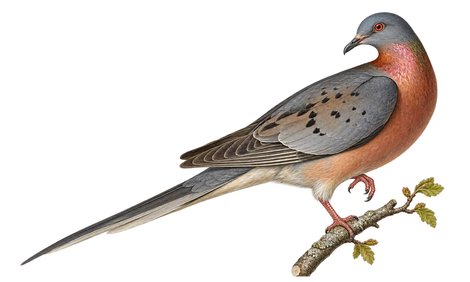 Adult Passenger pigeon, natural-history illustration