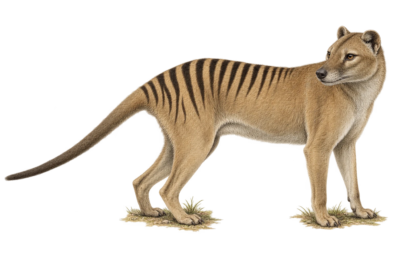Adult Thylacine, natural-history illustration