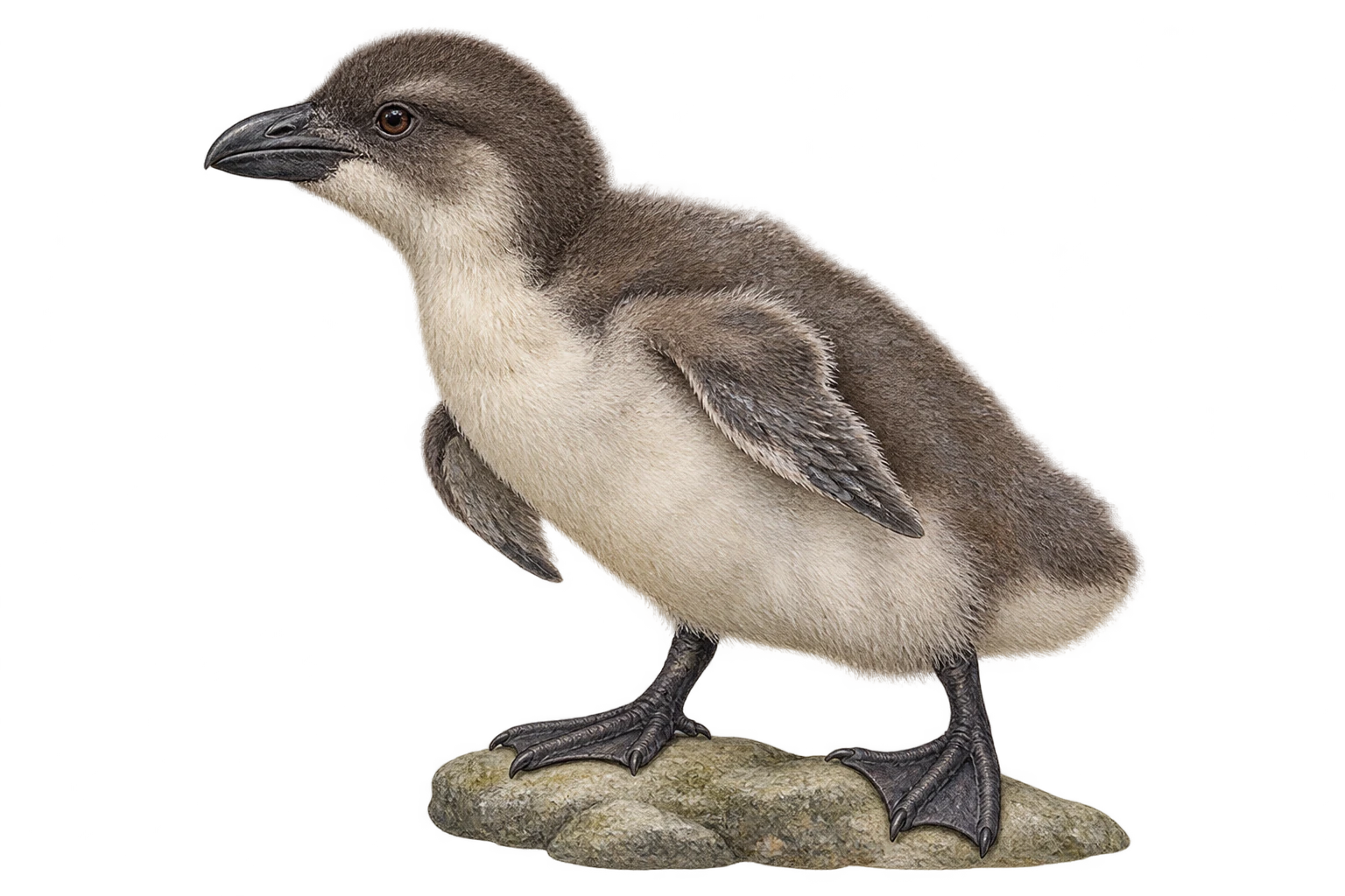 Young Great auk, natural-history illustration