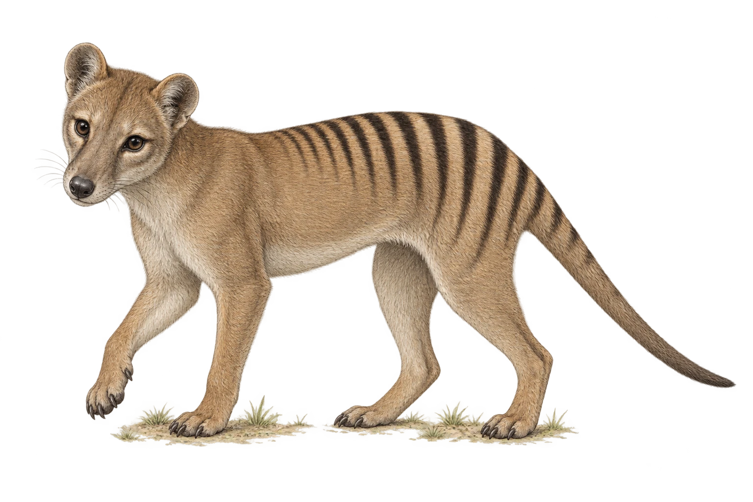 Young Thylacine, natural-history illustration