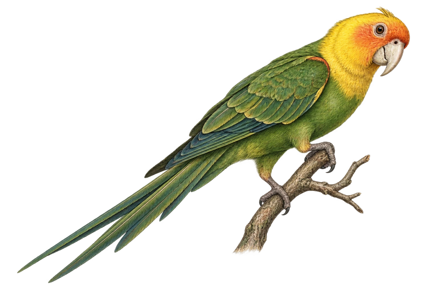Adult Carolina parakeet, natural-history illustration