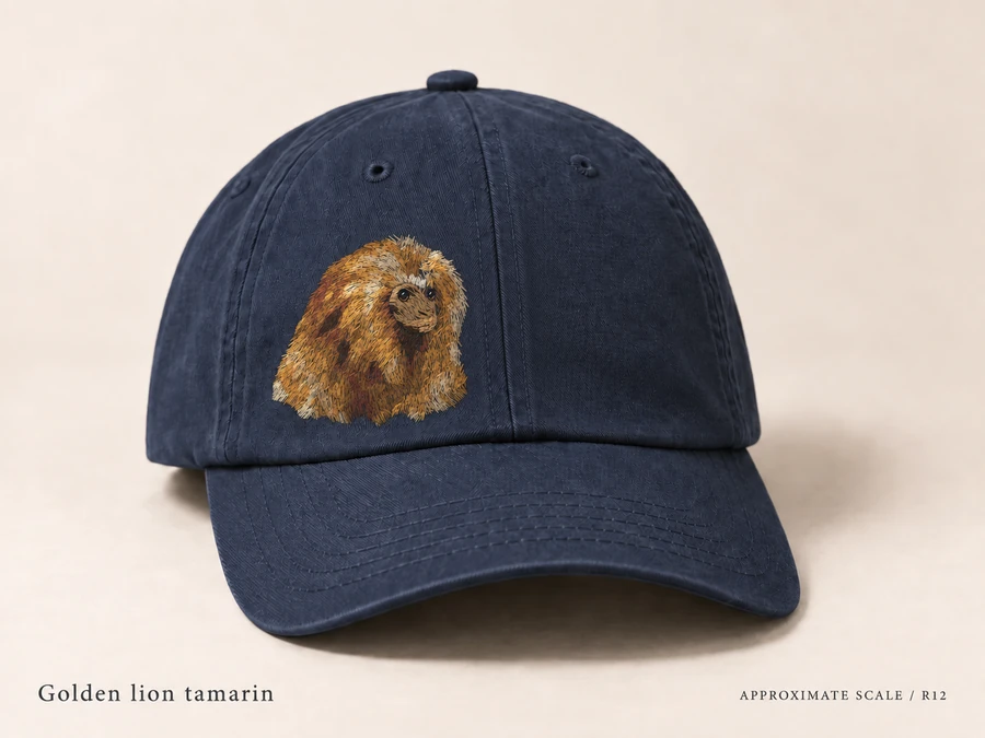 Earlier illustrative Golden lion tamarin cap study; superseded design