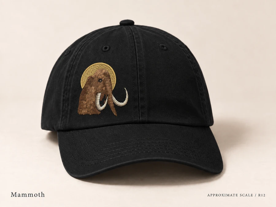 Earlier illustrative Woolly mammoth cap study; superseded design