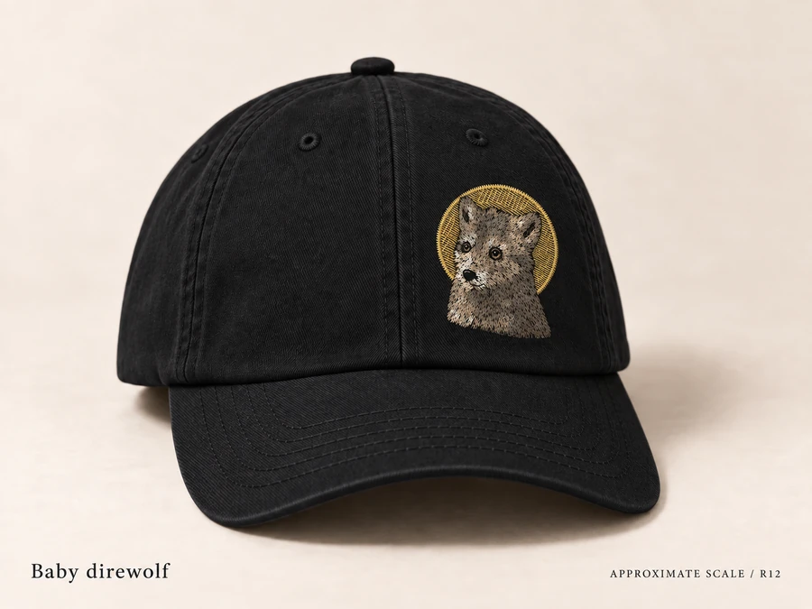 Earlier illustrative Dire wolf cap study; superseded design