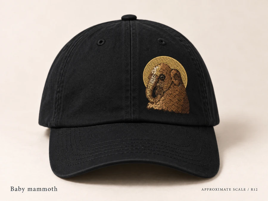Earlier illustrative Woolly mammoth cap study; superseded design