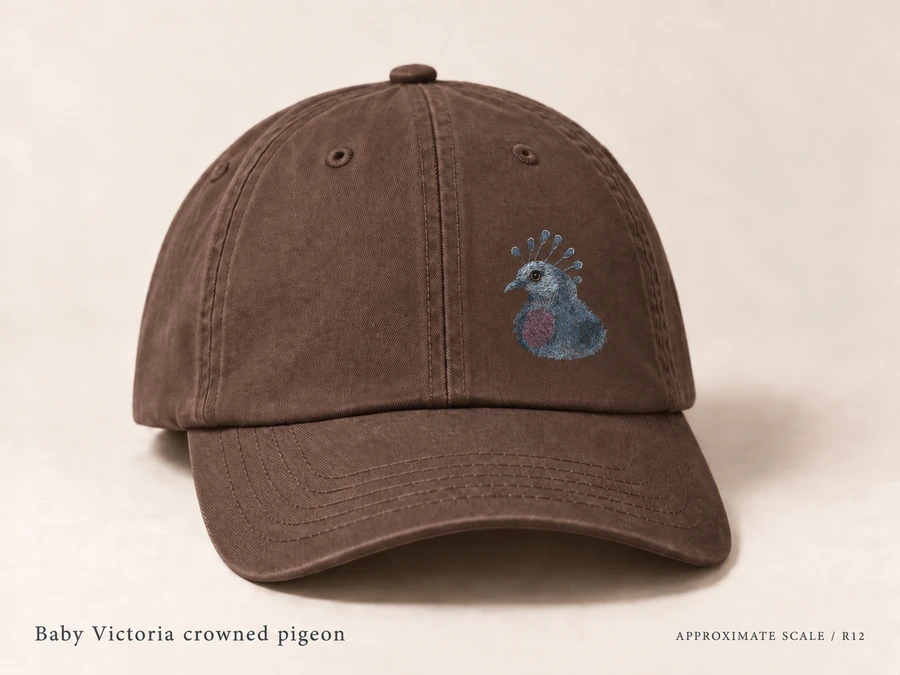 Earlier illustrative Victoria crowned pigeon cap study; superseded design