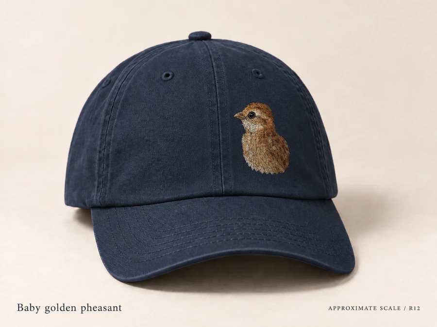 Earlier illustrative Golden pheasant cap study; superseded design