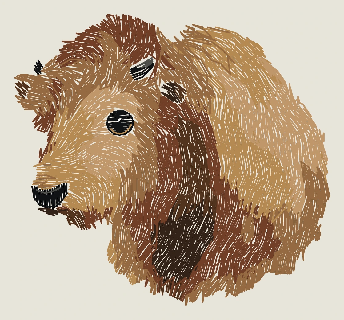 Current young American bison digitized embroidery study; not a sewn sample