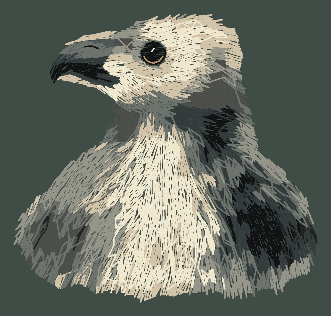 Current young California condor digitized embroidery study; not a sewn sample
