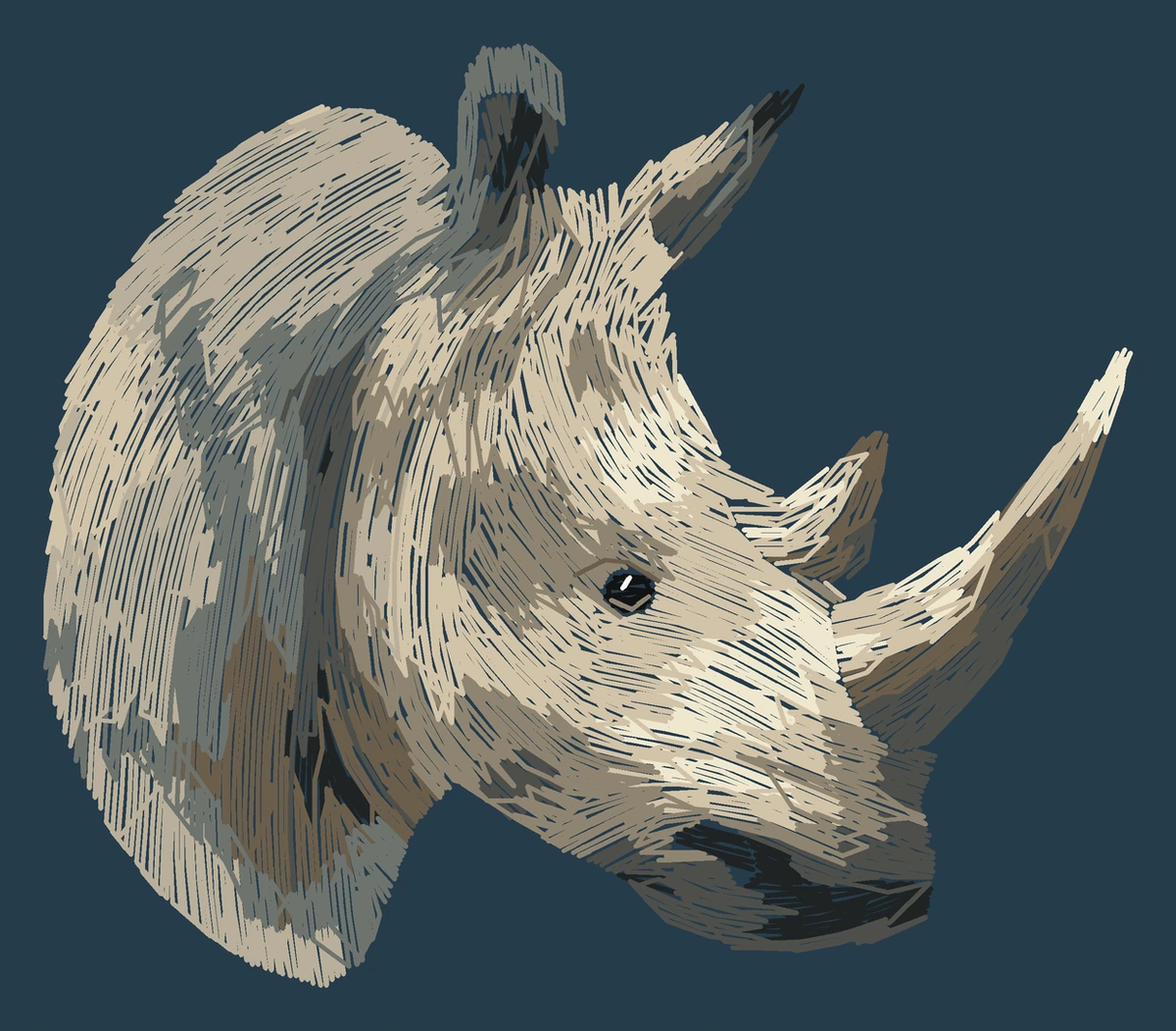 Current adult Southern white rhino digitized embroidery study; not a sewn sample