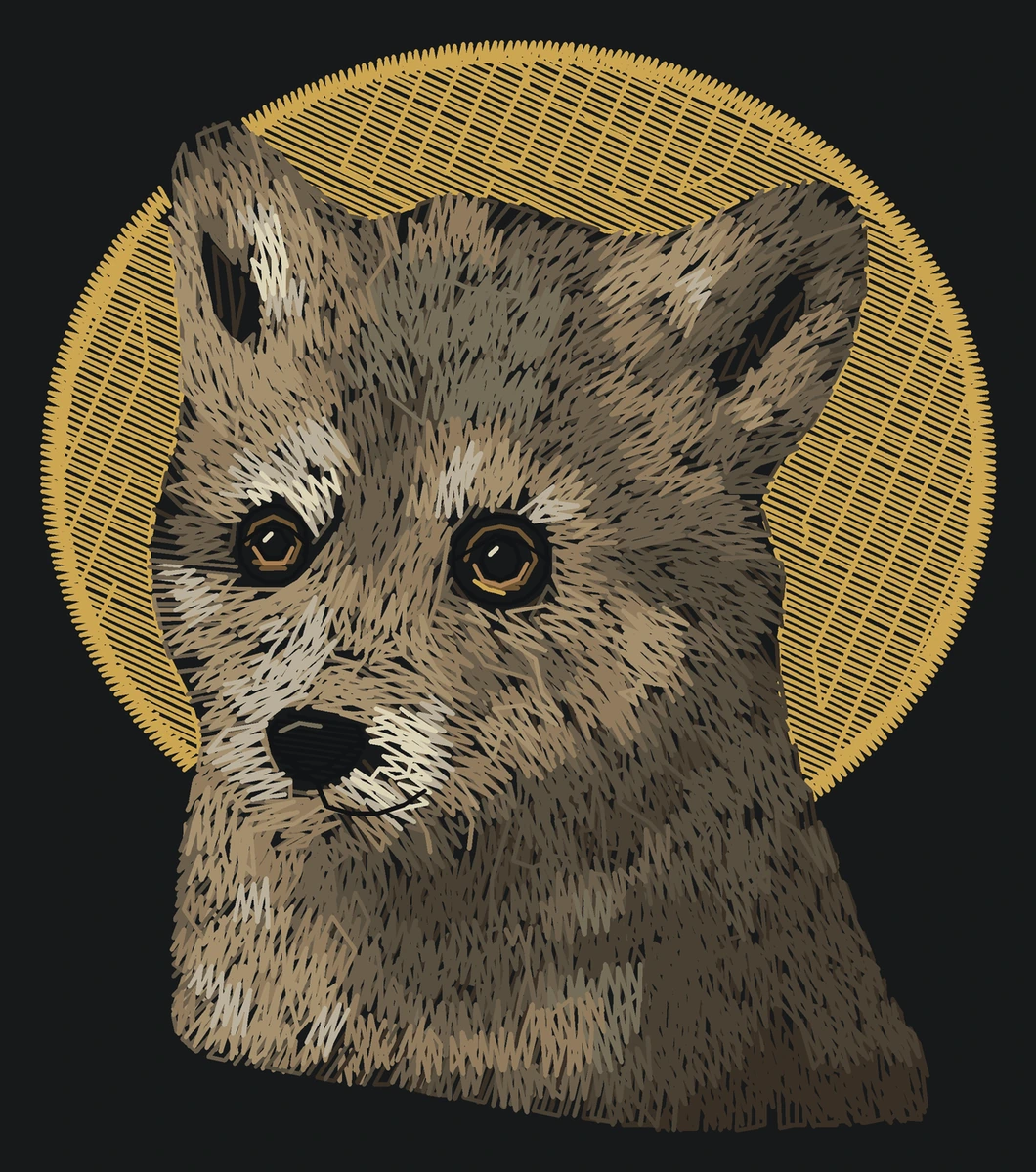 Current young Dire wolf digitized embroidery study; not a sewn sample